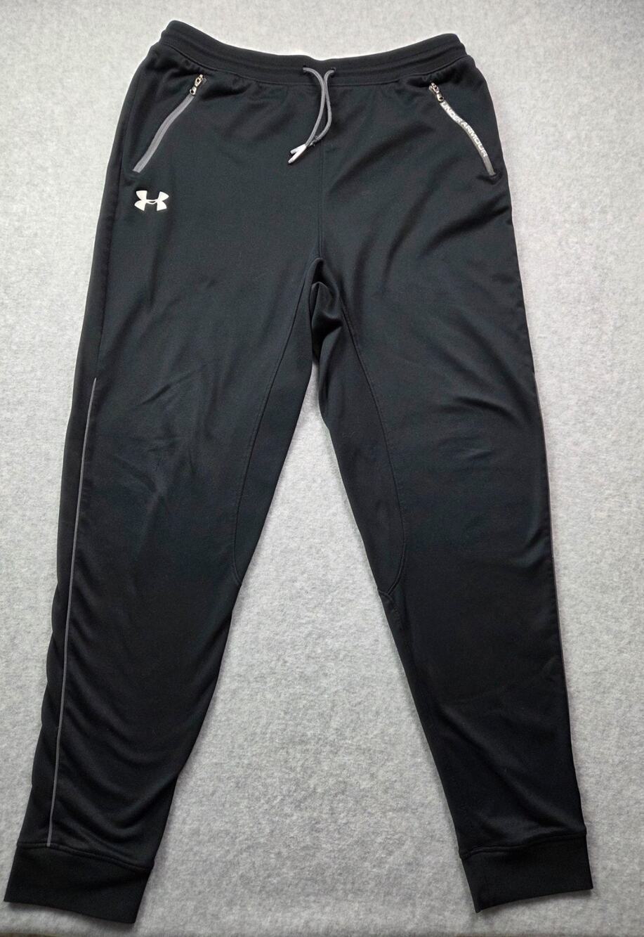 Under Armour Pennant Tapered Jogger Pants Youth XL Black Loose Fit Zipper Pocket